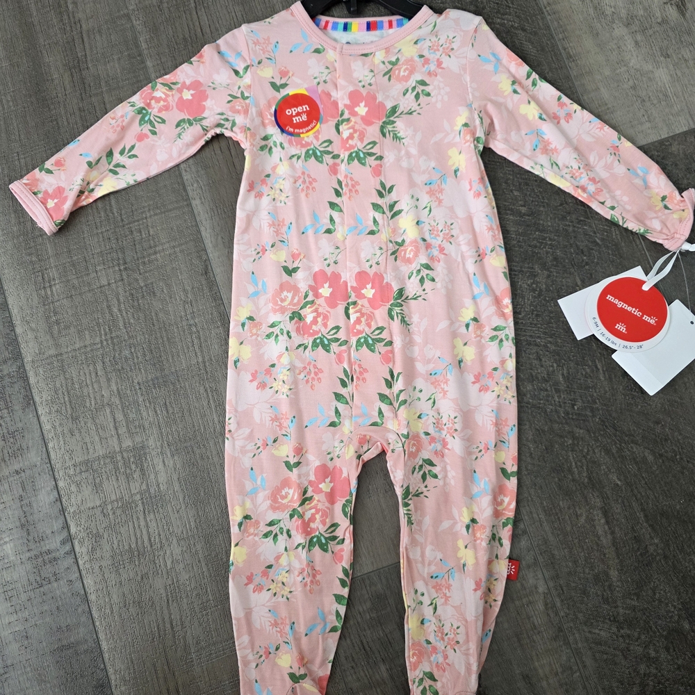 Magnetic Me Pink Floral Footie